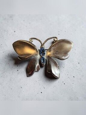 Goldtone Napier and Silvertone Butterfly Brooch Set Of 2 Vintage Classic